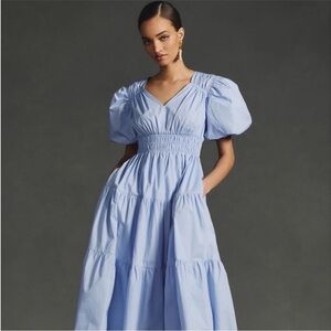 Moon River Blue Smocked Tiered Sundress size medium